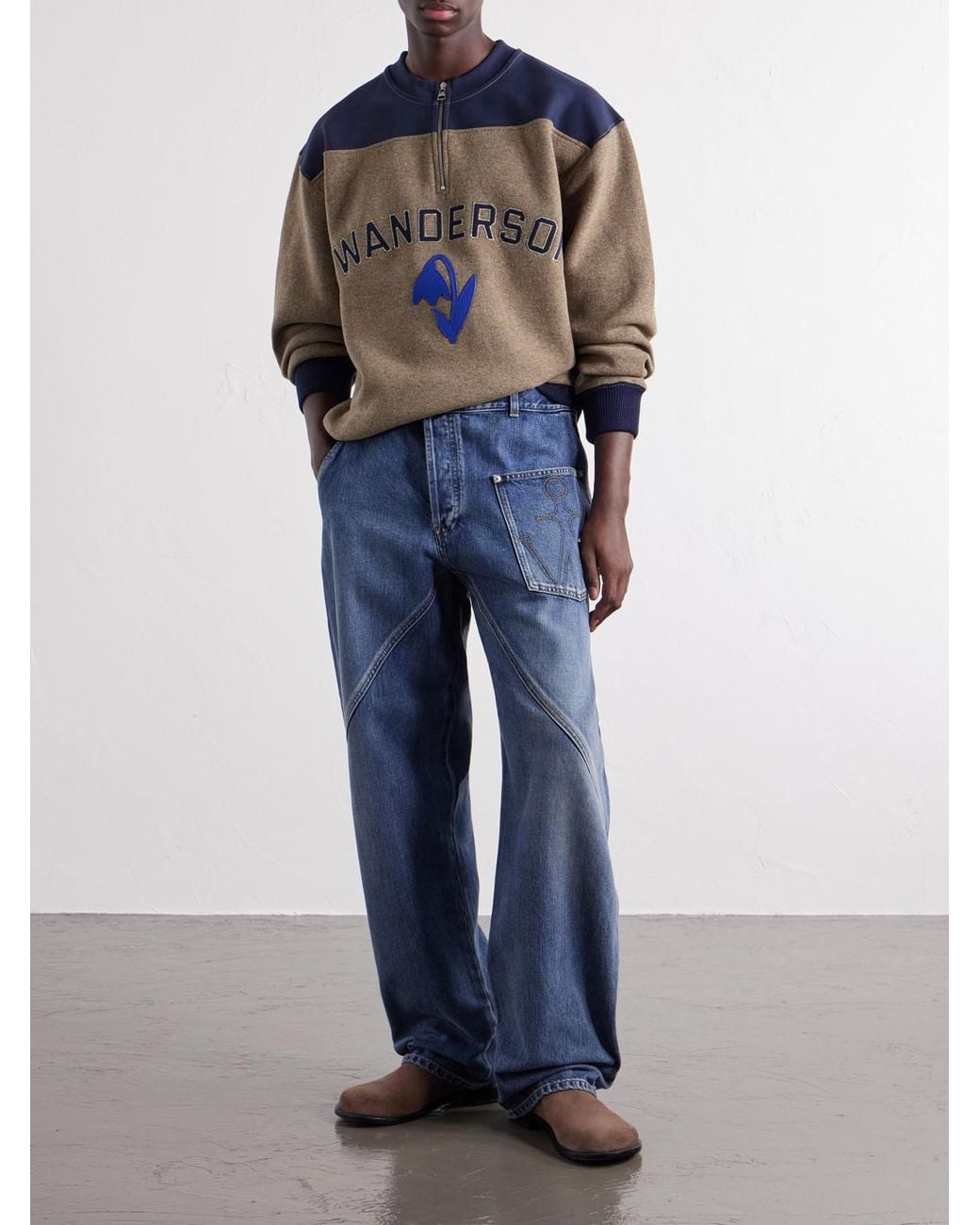 J.W. Anderson Blue Logo-Embroidered Wool-Blend Jersey Sweatshirt for men