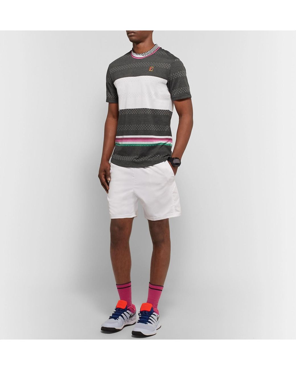 Nike Nikecourt Challenger Slim-fit Striped Dri-fit Tennis T-shirt in Dark  Gray (Grey) for Men | Lyst Australia