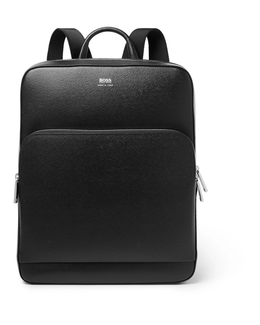 BOSS - Bonded-leather backpack with branded polished hardware