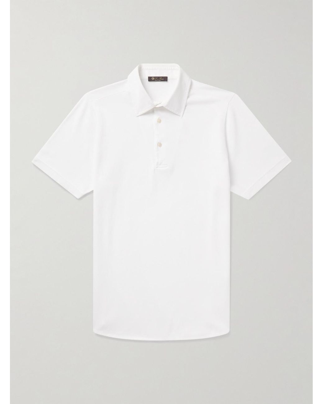 Loro Piana White Cotton-Piqué Polo Shirt for men