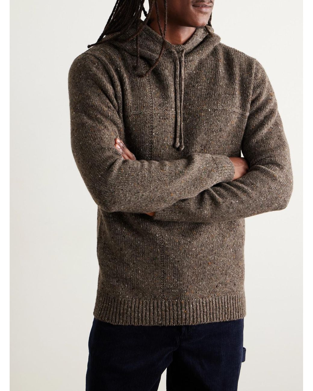 Inis Meáin Gray Lifeline Merino Wool And Cashmere-blend Hoodie for men