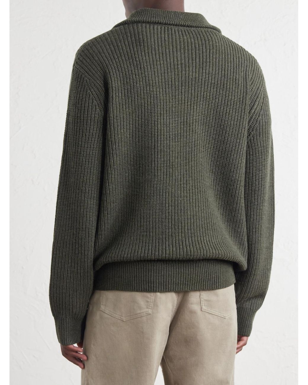 A.P.C. Green Virgin Wool Half-Zip Sweater for men