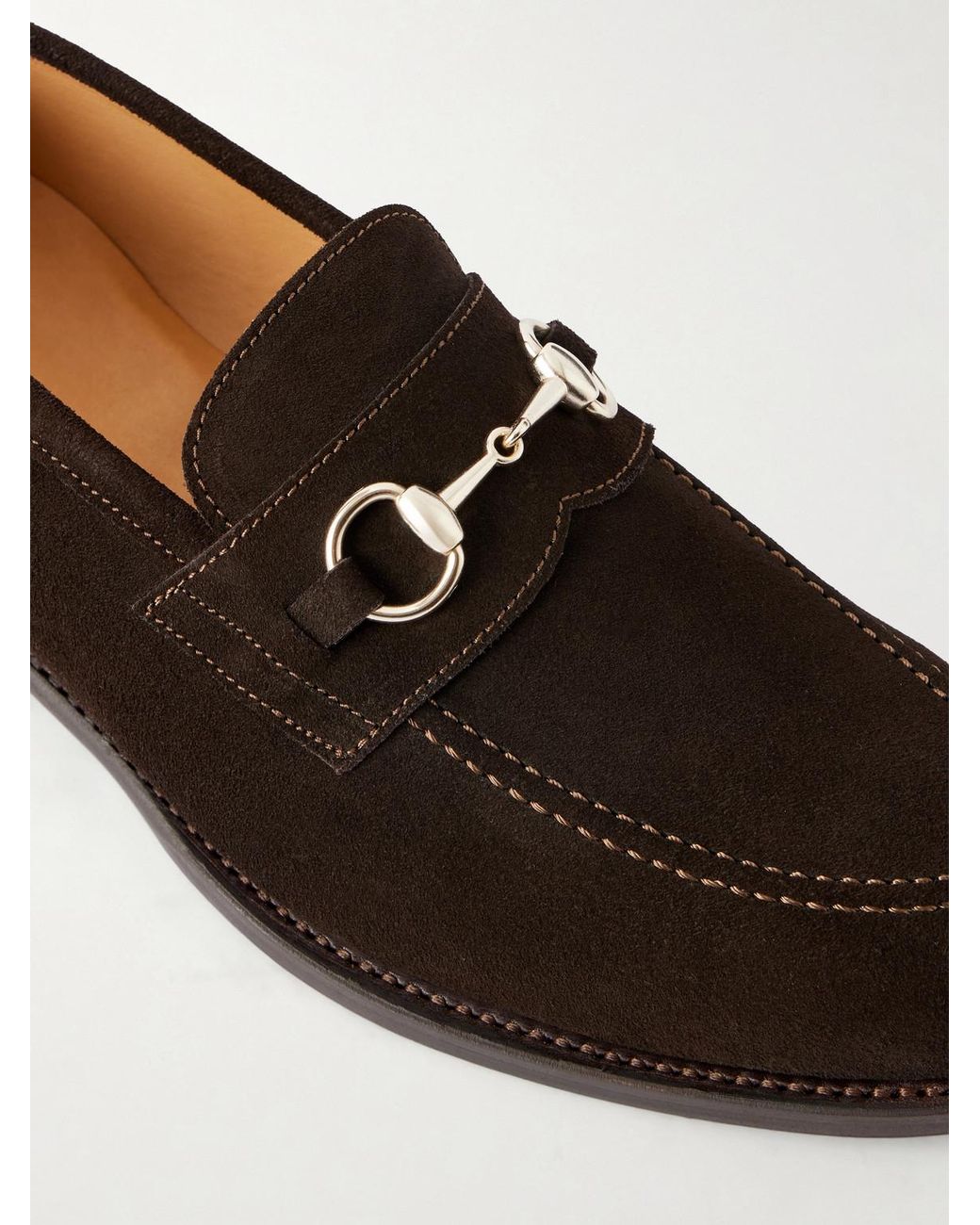 Morjas White The Horsebit Suede Loafers for men