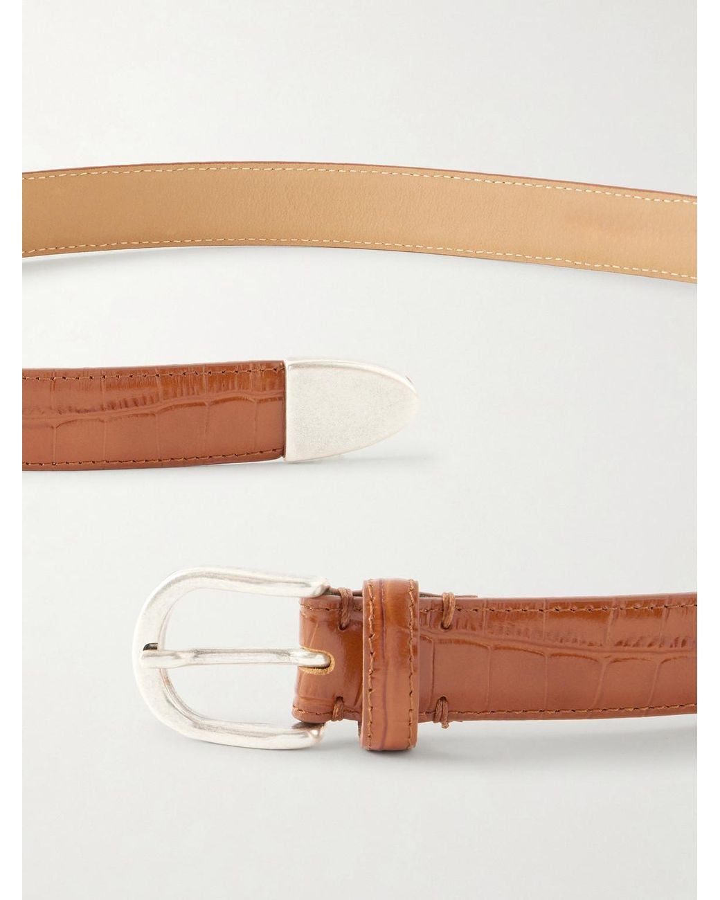 mfpen Brown Occasion 2Cm Croc-Effect Leather Belt for men