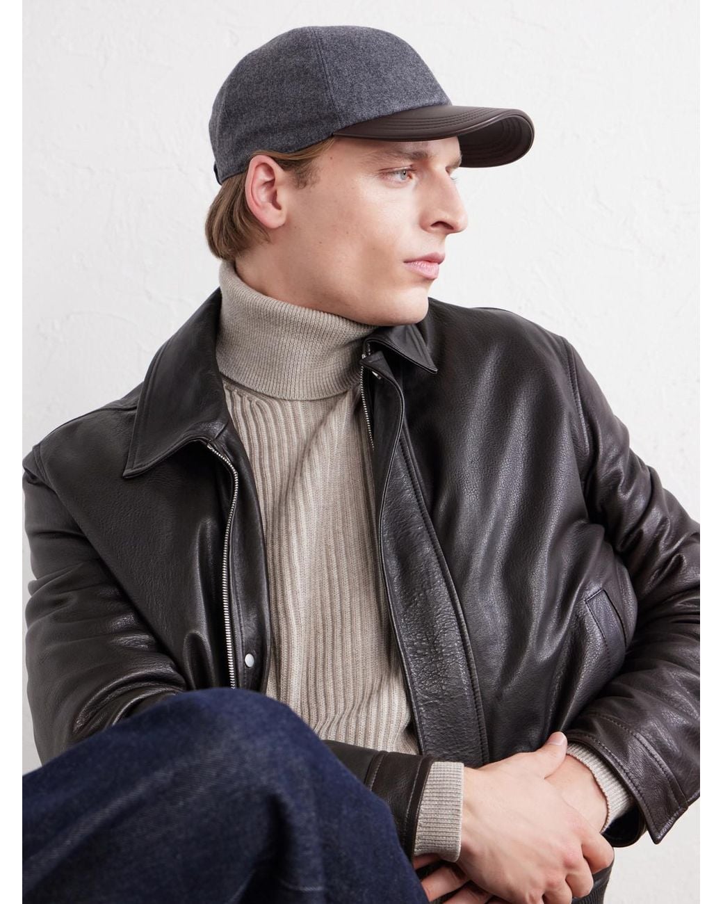 Berluti Gray Leather-Trimmed Cashmere-Blend Hat for men