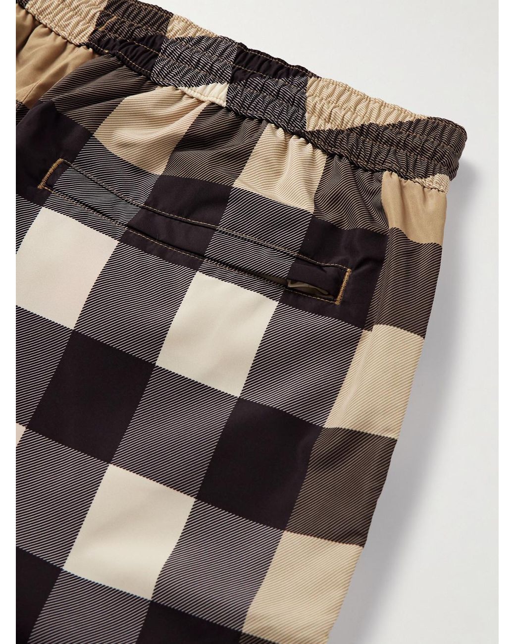Burberry Natural Straight-Leg Long-Length Checked Swim Shorts for men