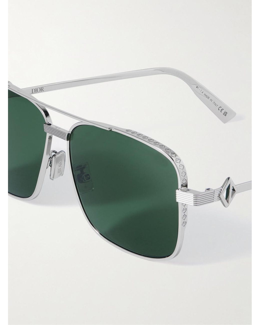 Dior Green Cd Diamond Square-Frame-Tone Metal Sunglasses for men