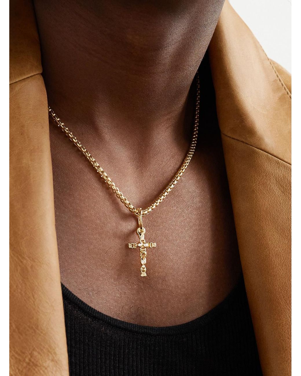 Hoorsenbuhs Black Sacred Cross 18-karat Gold Diamond Pendant for men