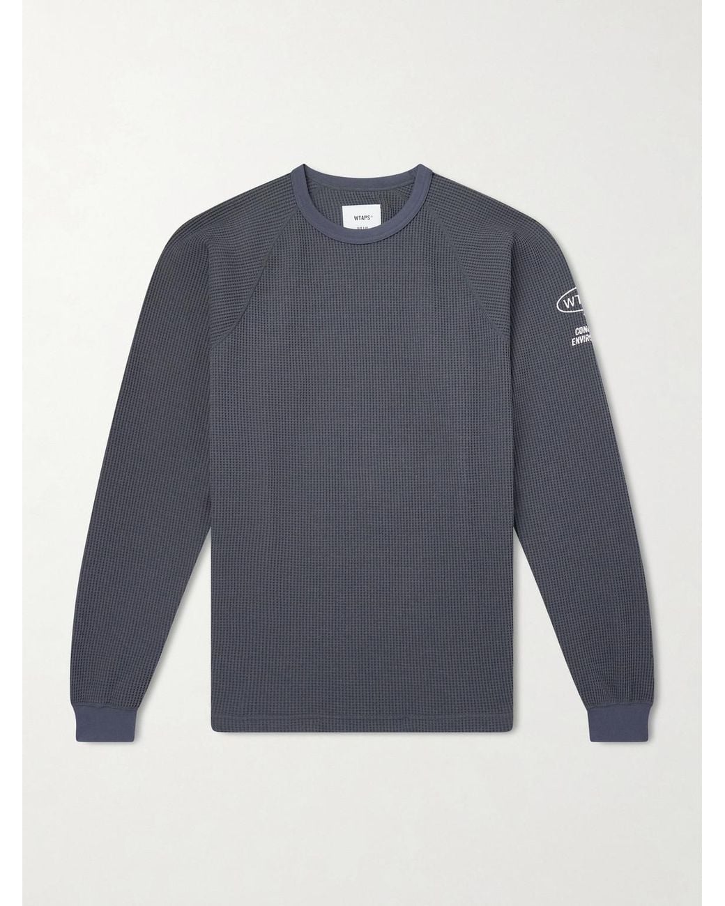 (w)taps Blue Logo-Detailed Waffle-Knit T-Shirt for men