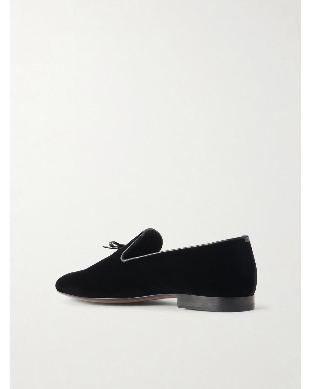 Tom Ford Black Scott Bow-Detailed Velvet Loafers for men