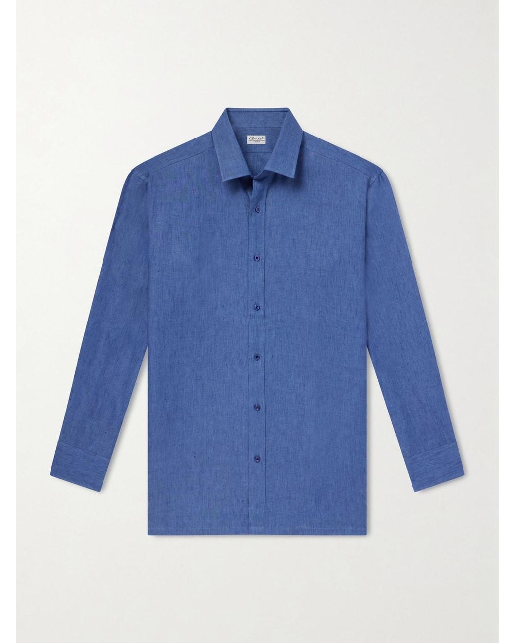 Charvet Blue Linen Shirt for men