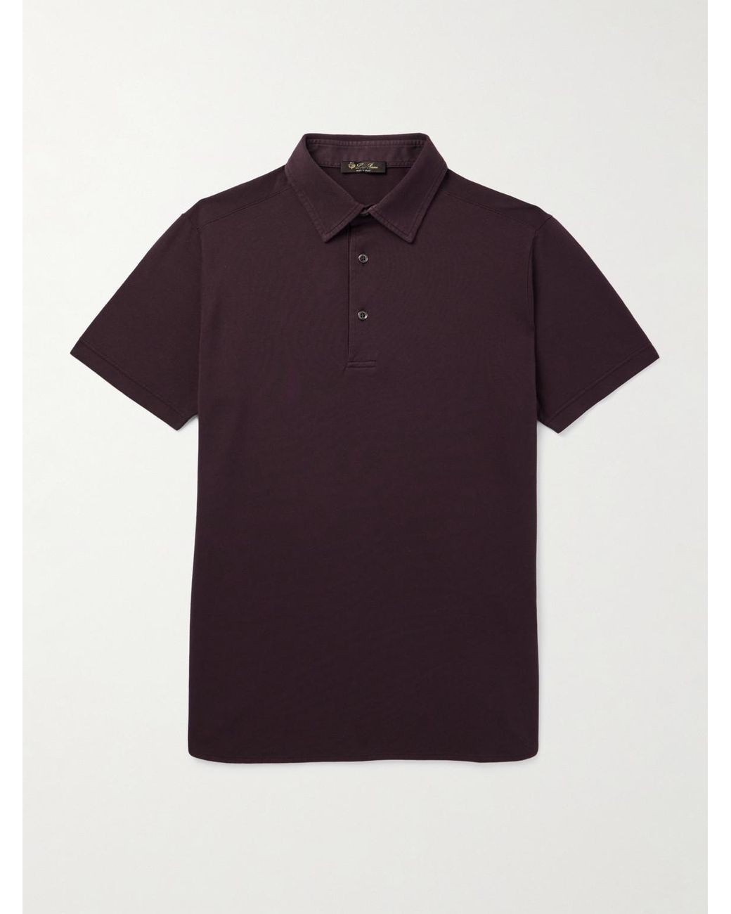 Loro Piana Purple Cotton-Piqué Polo Shirt for men
