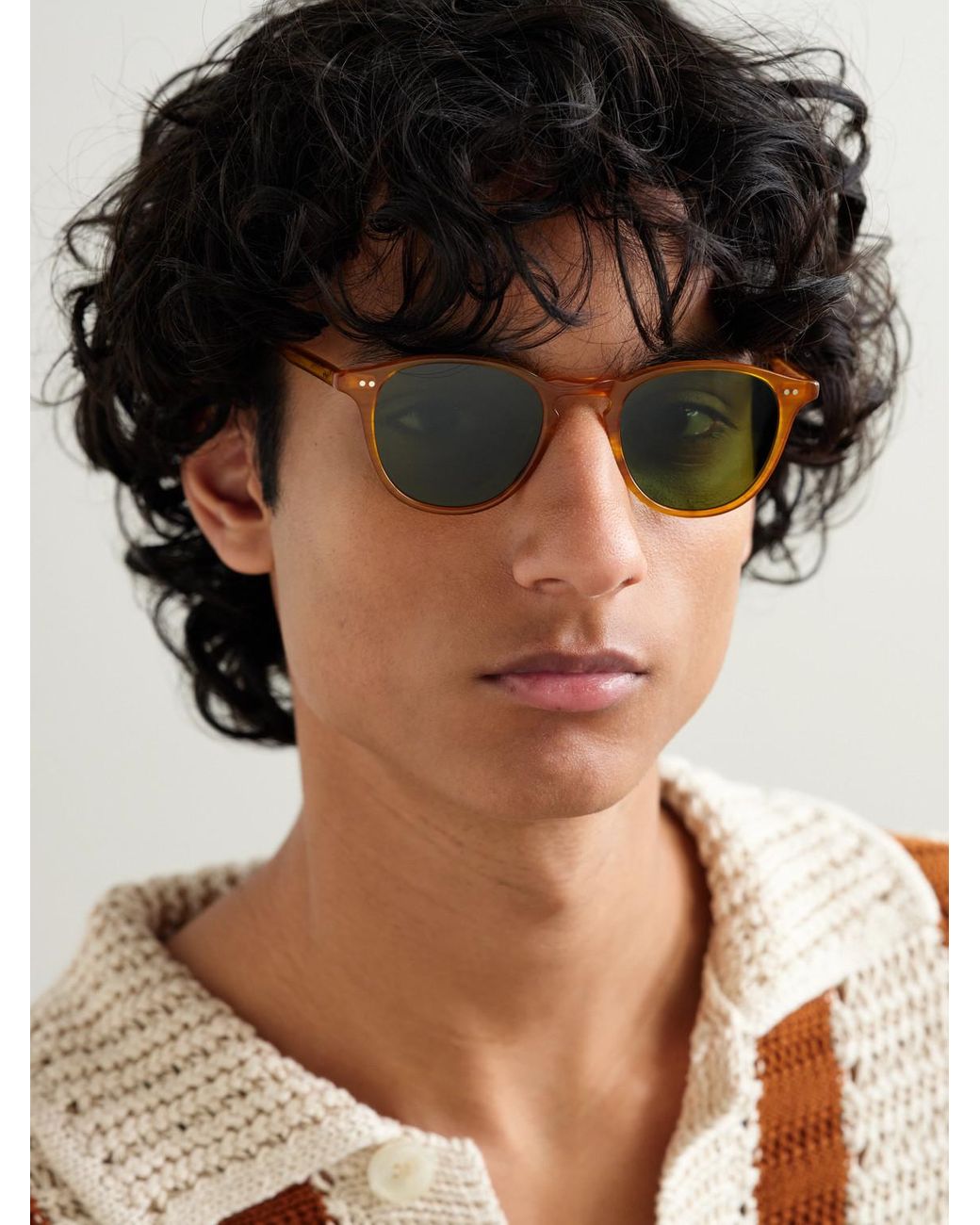 Garrett Leight Green Hampton Round-Frame Acetate Sunglasses for men