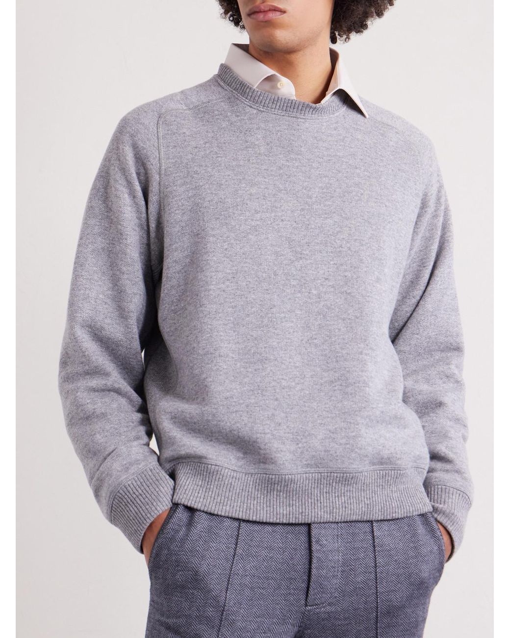 Tom Ford Gray Cashmere And Cotton-Blend Sweater for men