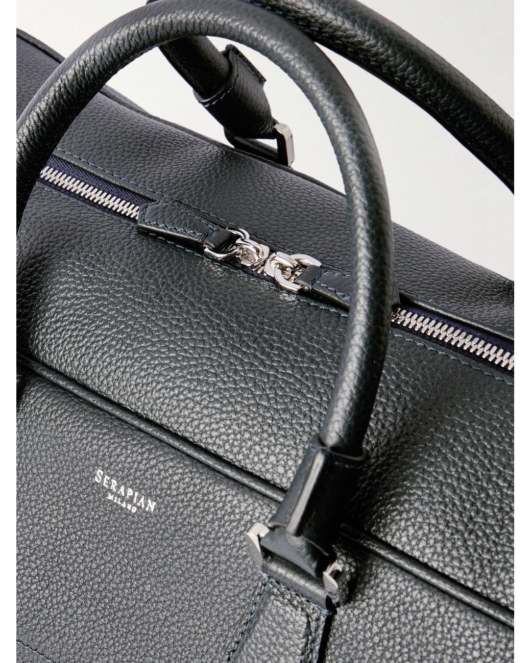 Serapian Black Full-Grain Leather Holdall for men