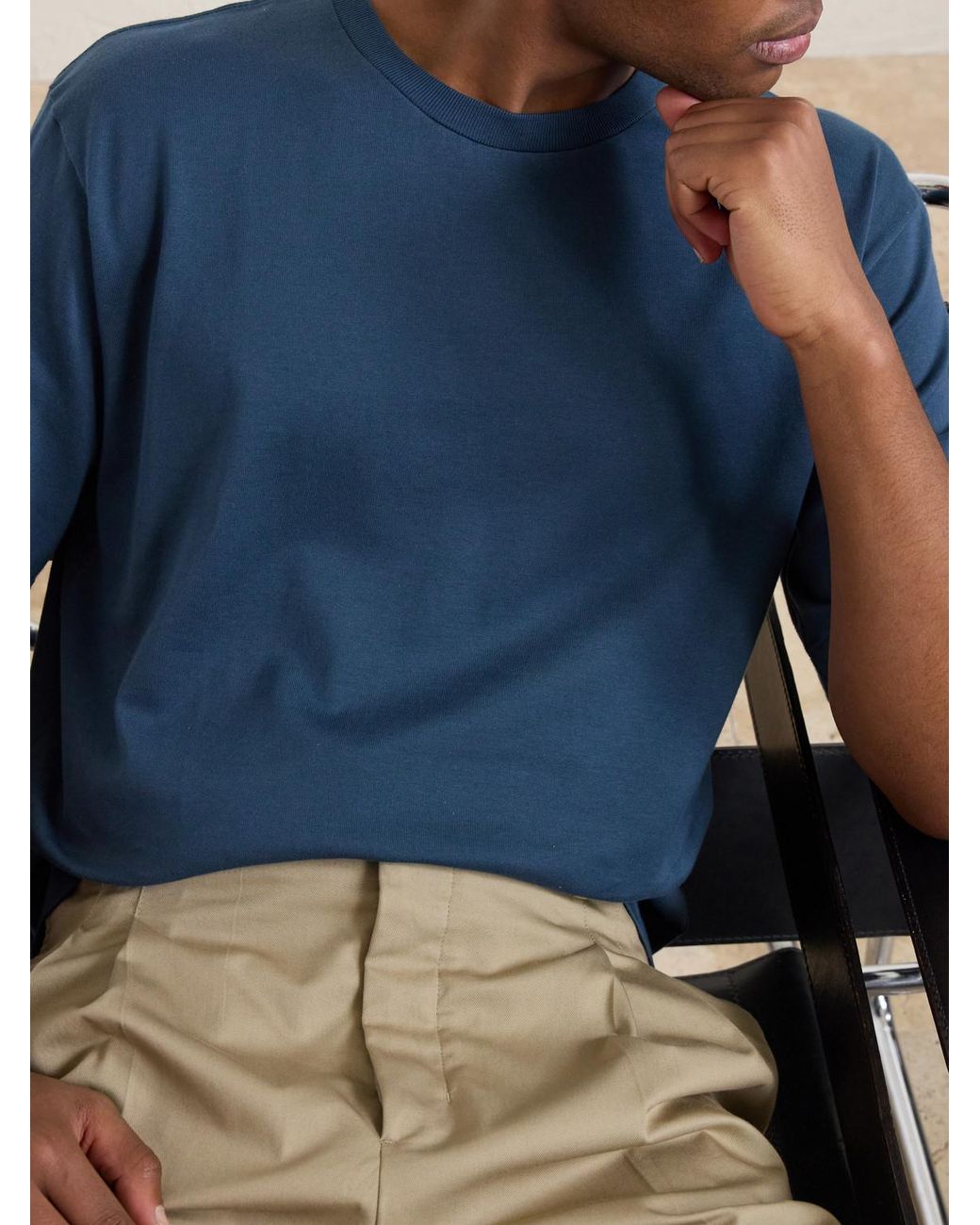 Auralee Blue Luster Cotton-jersey T-shirt for men