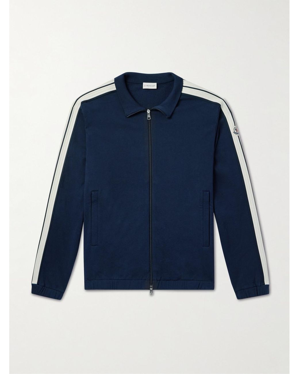 Moncler Blue Striped Cotton-Jersey Track Jacket for men