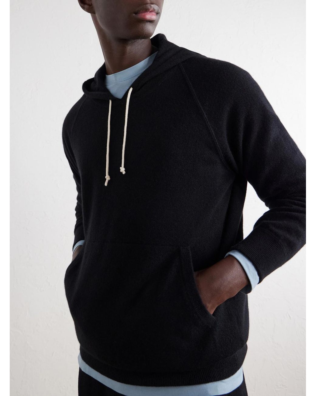 Ghiaia Blue Cashmere Hoodie for men
