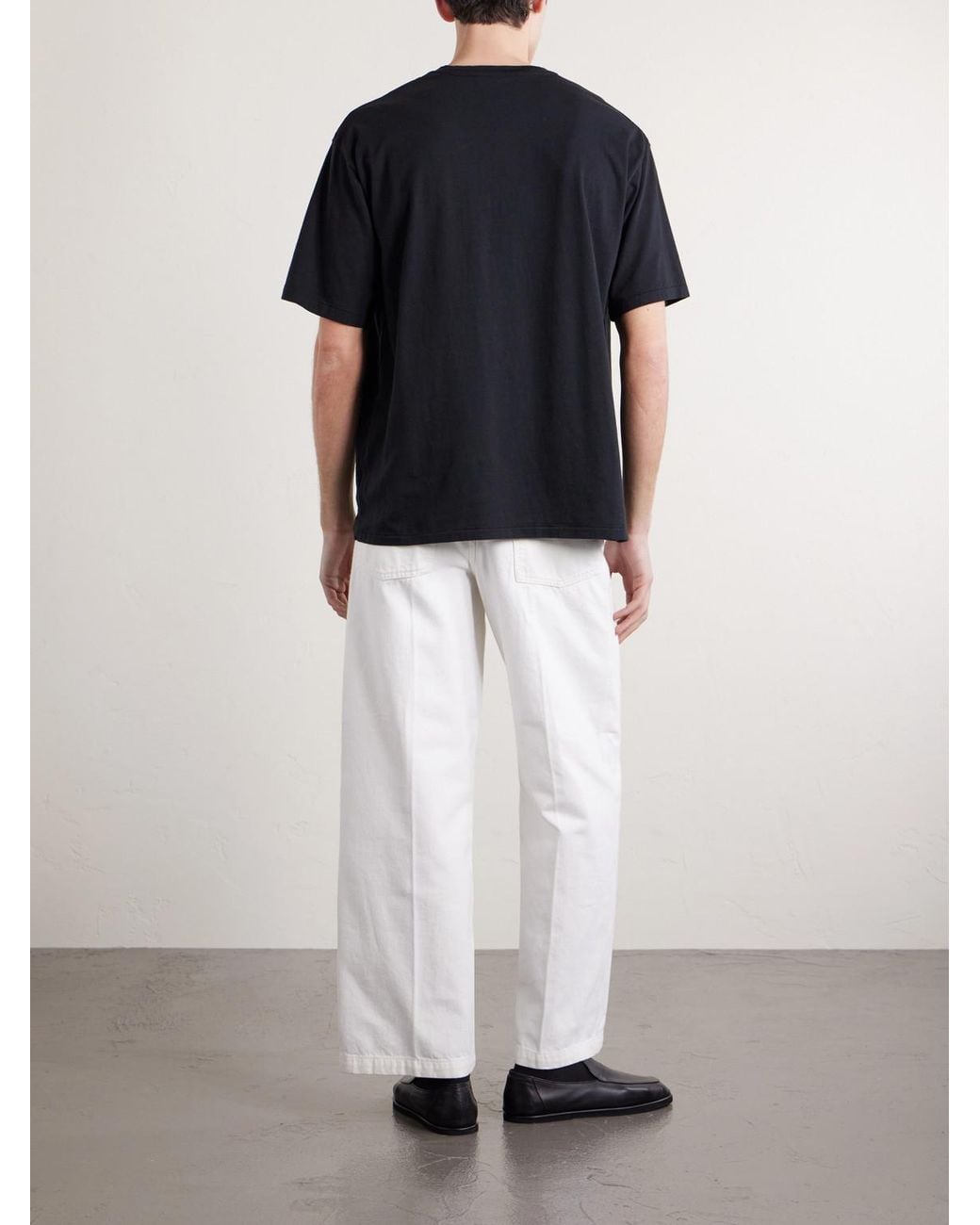 A.PRESSE Black Cotton And Cashmere-Blend T-Shirt for men