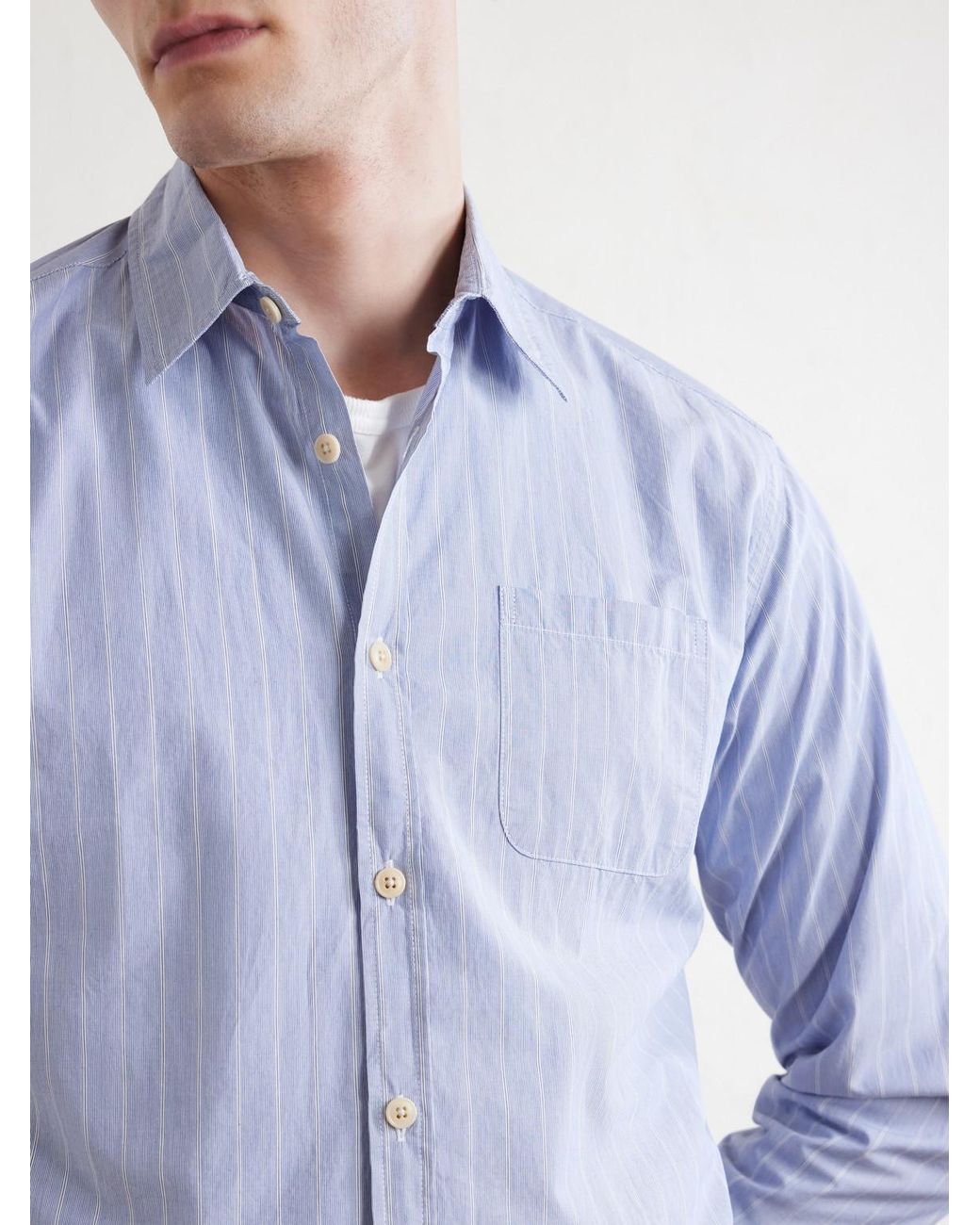 Oliver Spencer Blue New York Special Striped Cotton-Poplin Shirt for men