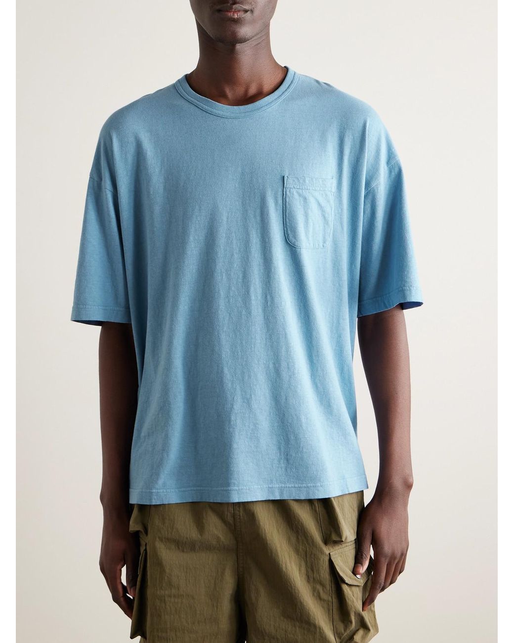Visvim Blue Ex Jumbo Cotton-Blend Jersey T-Shirt for men