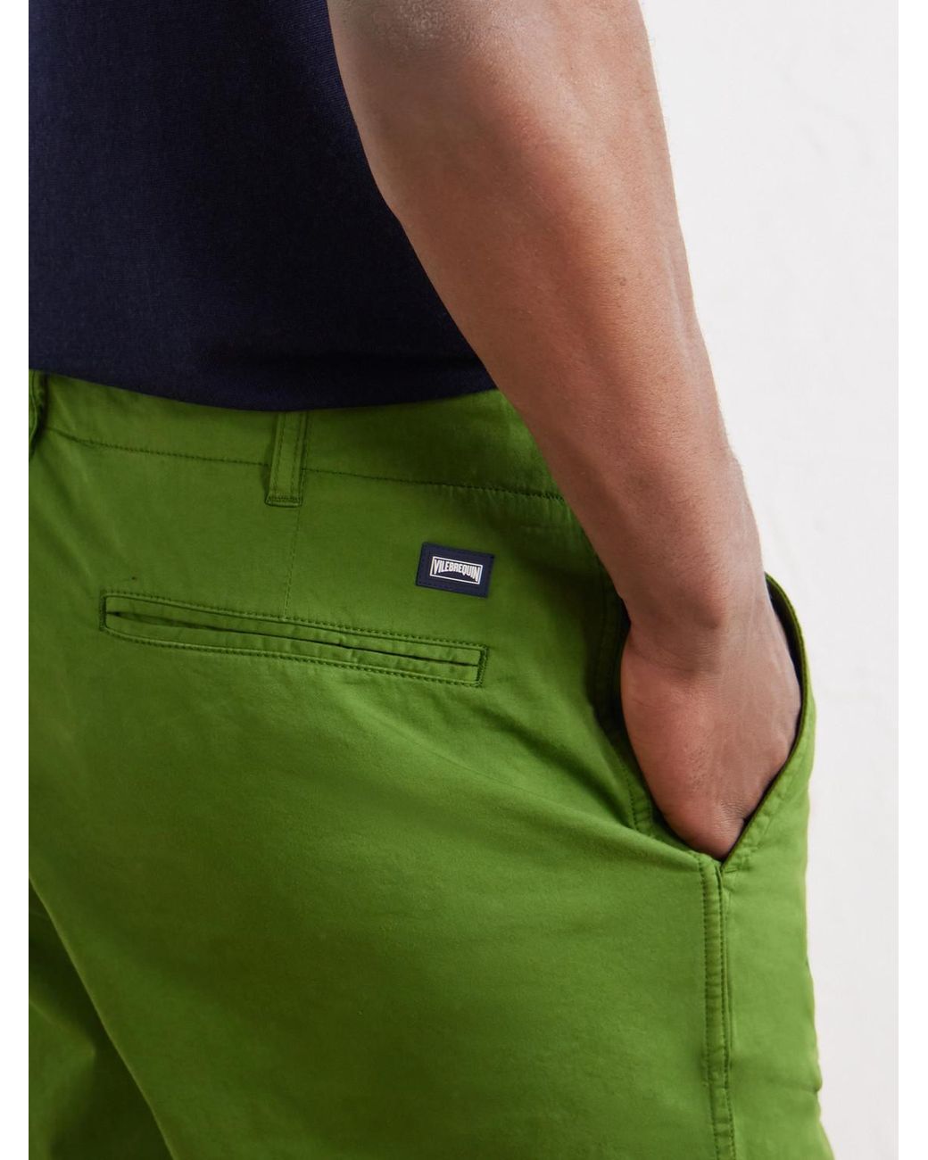 Vilebrequin Green Belin Woven Cotton-Blend Casual Shorts for men