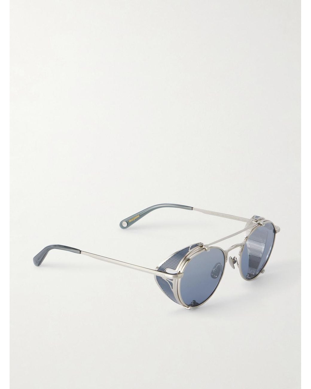Garrett Leight Blue Ocampo Double-Bridge Round-Frame-Tone Metal Sunglasses for men