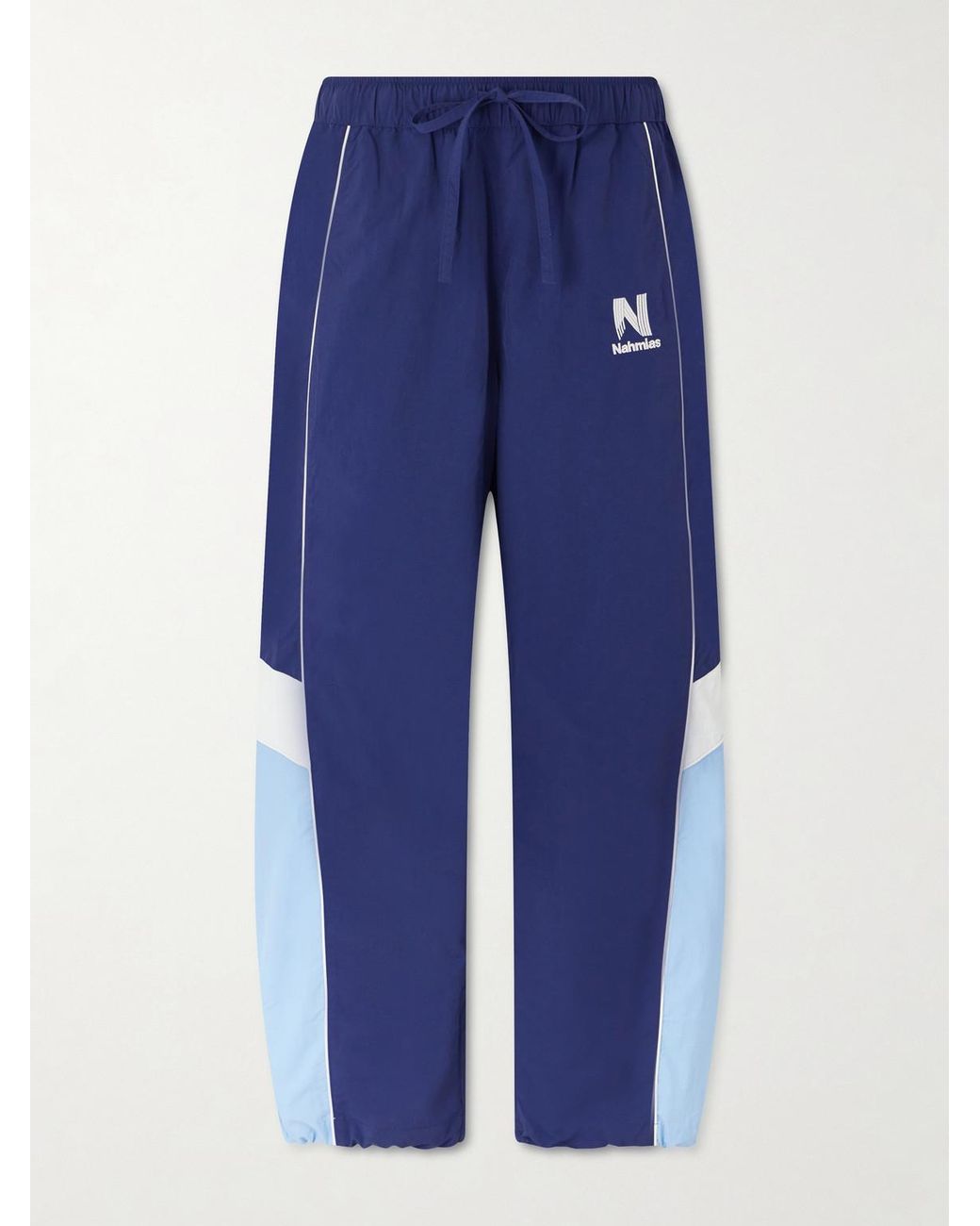 NAHMIAS Blue Straight-Leg Logo-Embroidered Nylon Trousers for men