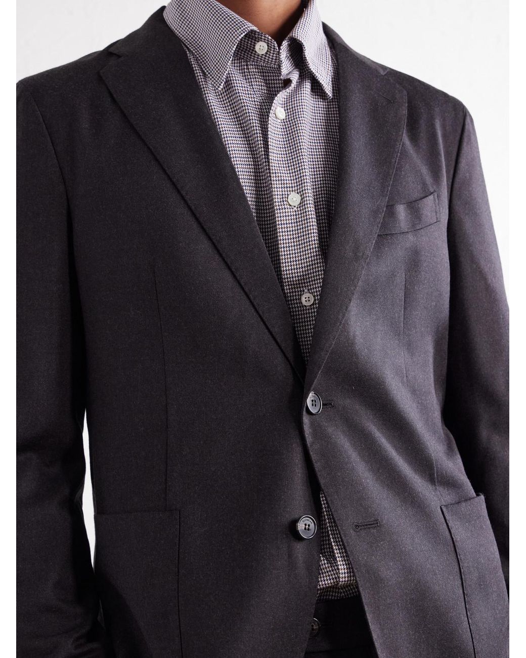 Slowear Black Incotex Wool-blend Flannel Suit Jacket for men