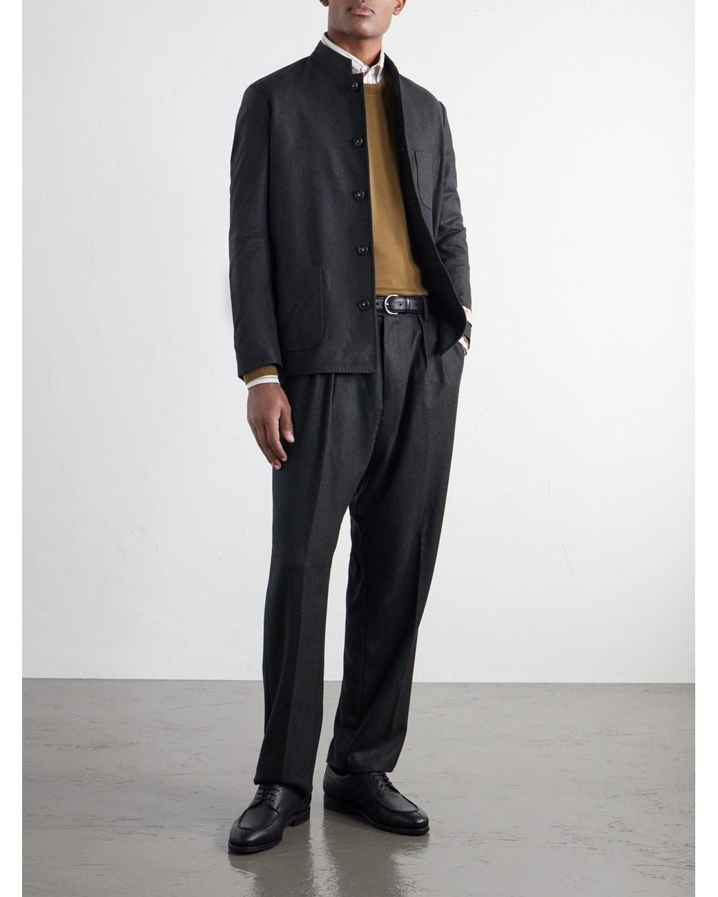 Massimo Alba Black Stan Straight-Leg Pleated Virgin Wool Suit Trousers for men