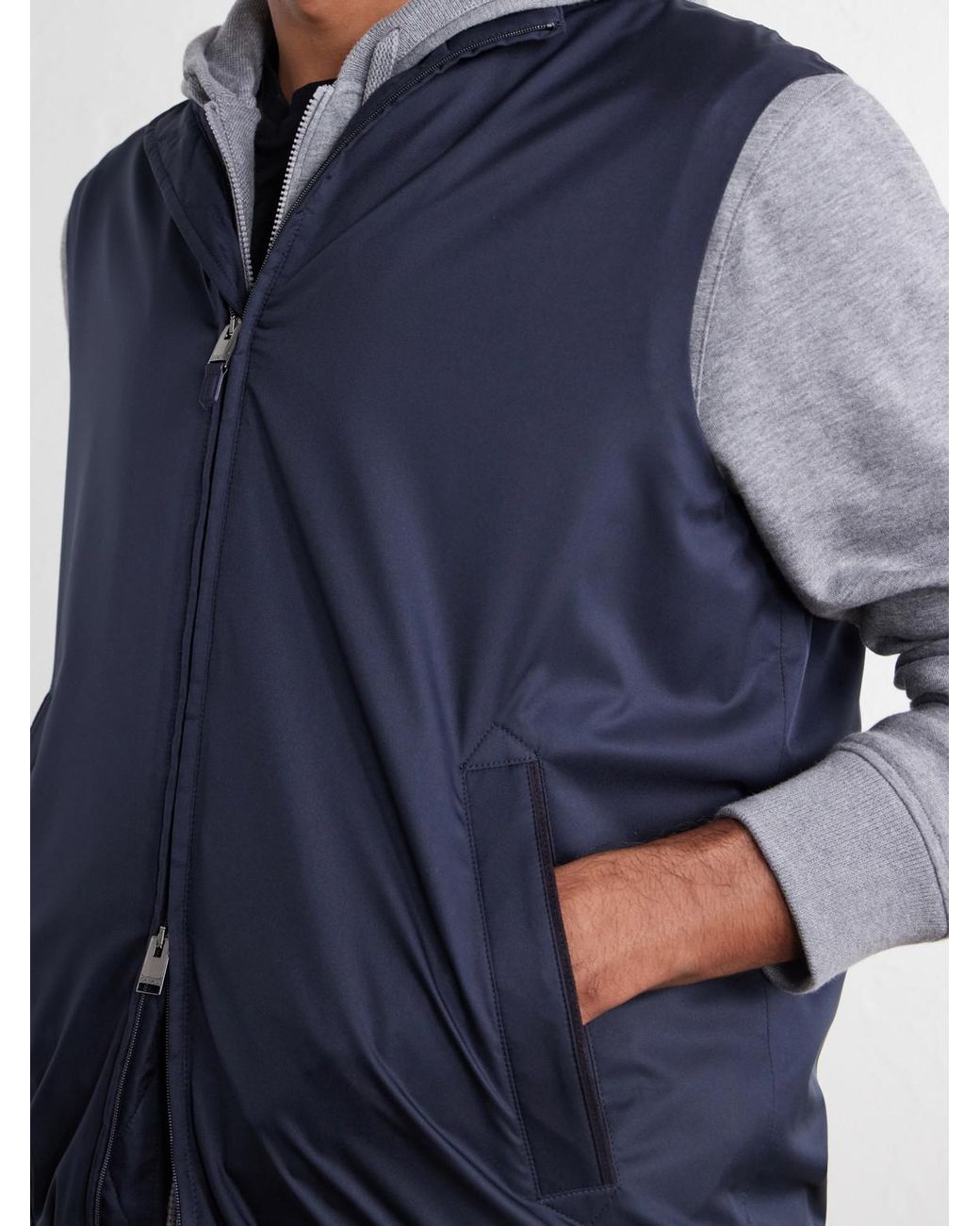 Canali Blue Shell Zip-Up Gilet for men