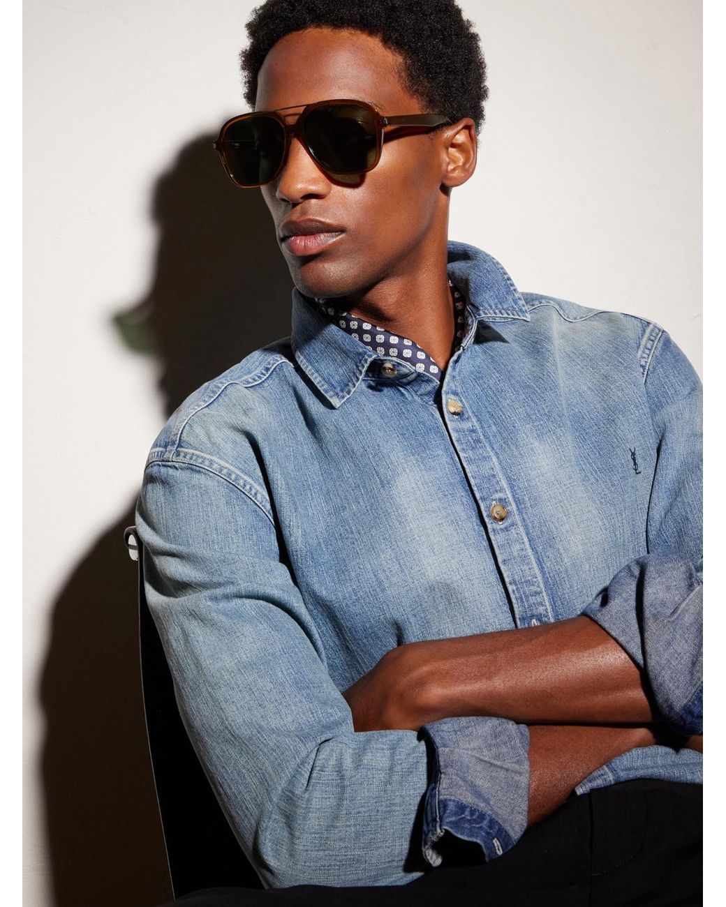 Saint Laurent Green Double-bridge Square-frame Acetate Sunglasses for men