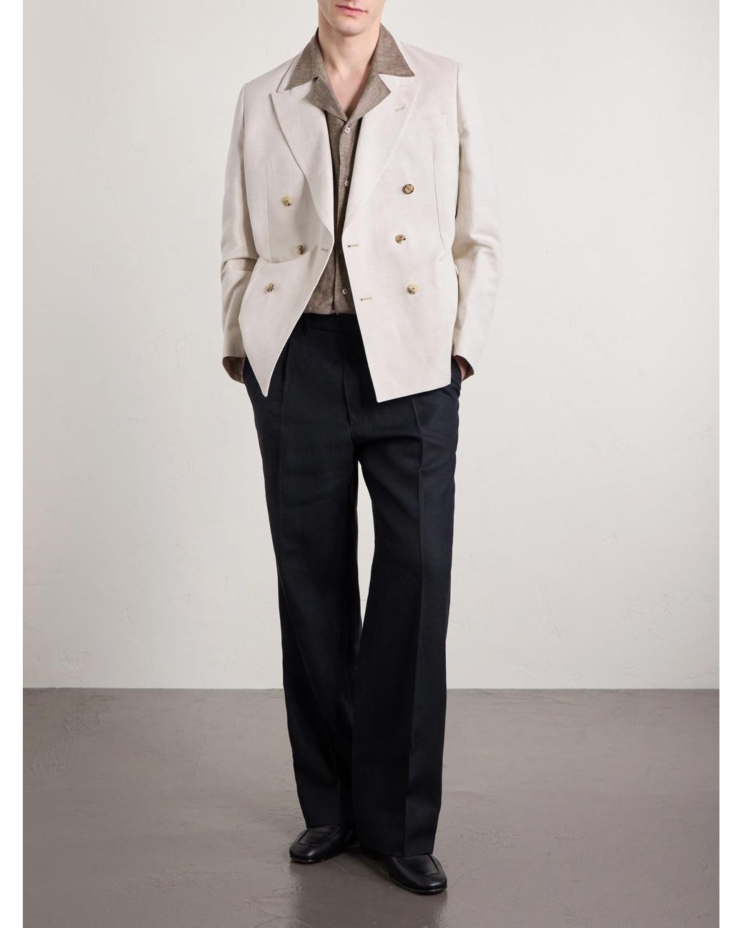 Paul Smith Natural Double-Breasted Linen And Cotton-Blend Blazer for men