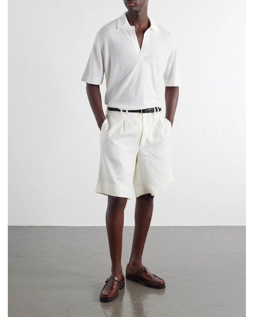 Orlebar Brown White Raffertie Merino Wool Polo Shirt for men