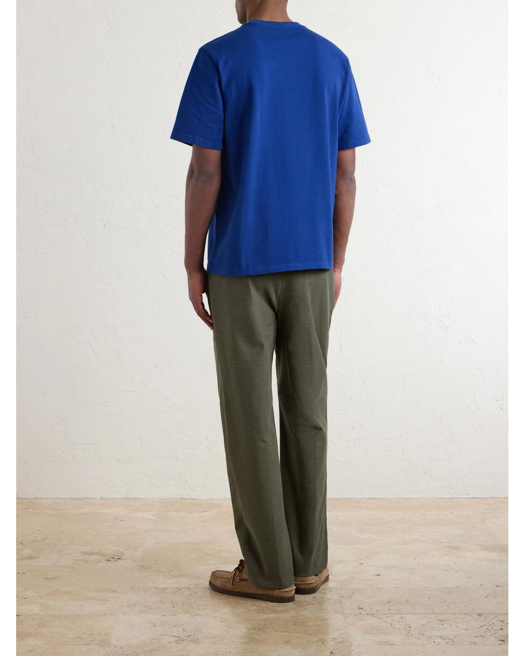 Aimé Leon Dore Green Straight-Leg Pleated Cotton Trousers for men
