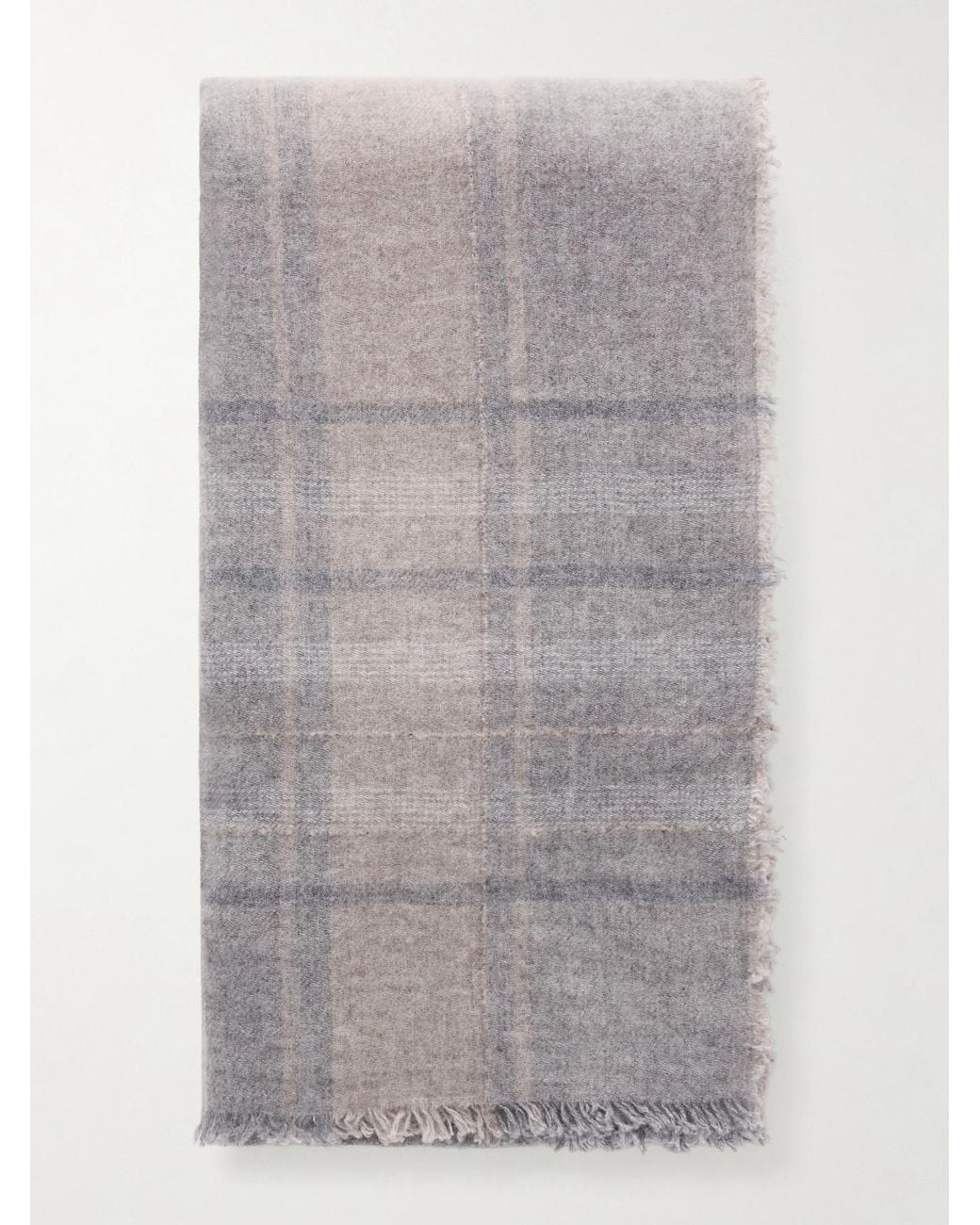 Johnstons Gray Kerrera Checked Cashmere Scarf for men