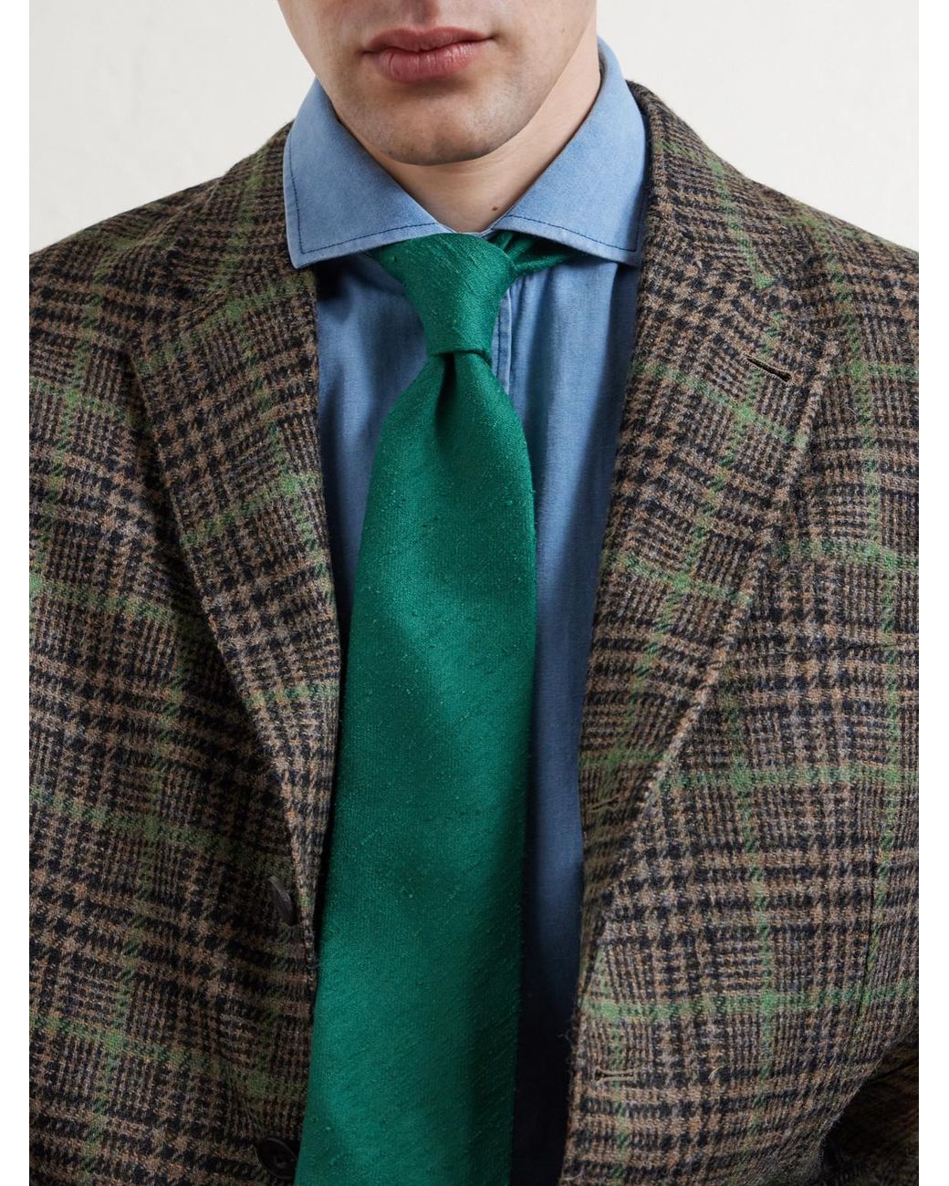 Rubinacci Green 9Cm Silk Tie for men