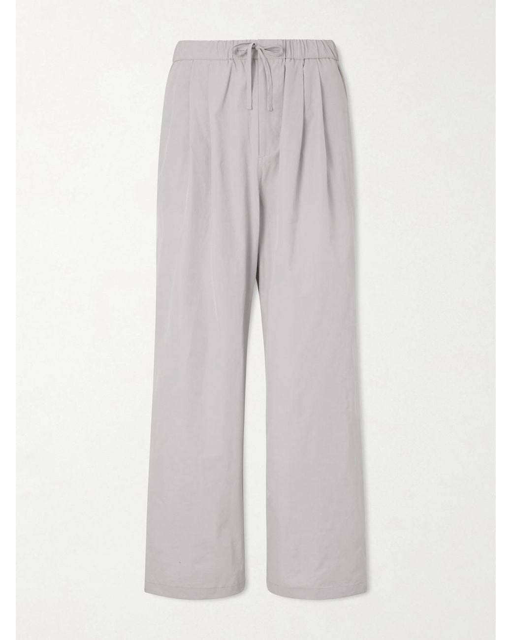 Amomento Gray Drawstring Straight-Leg Woven Trousers for men