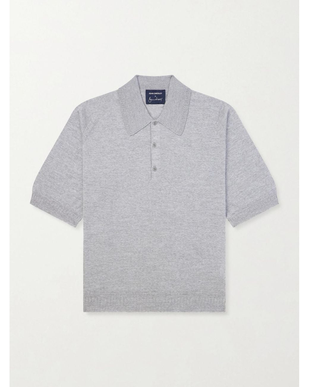 John Smedley Gray Bill Nighy Merino Wool Polo Shirt for men