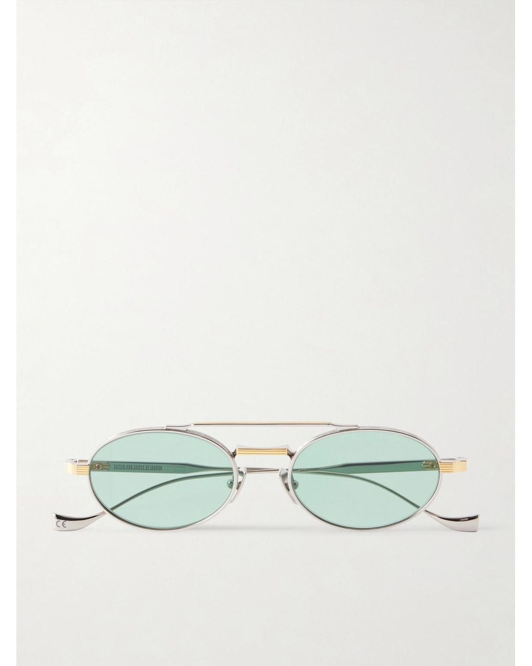 Cutler & Gross Green 1427 Round-Frame Two-Tone Titanium Sunglasses for men