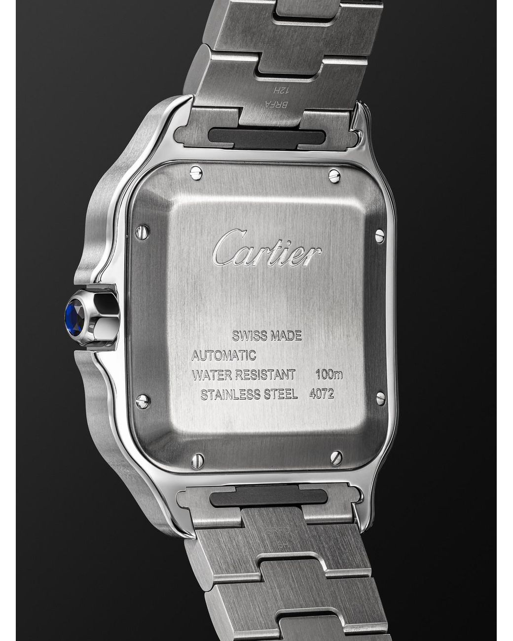 Cartier Black Santos Large Automatic Interchangeable Stainless Steel Watch for men