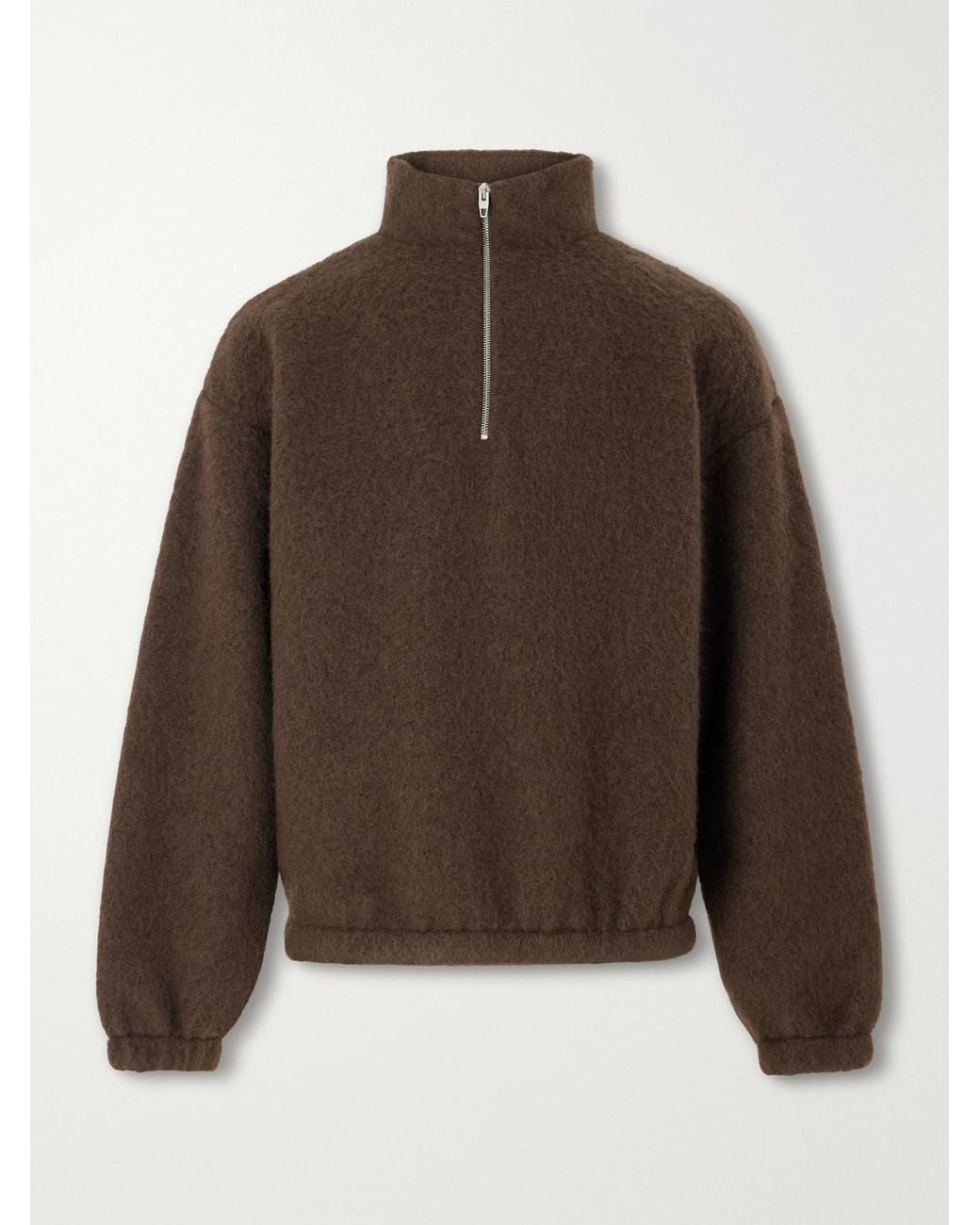 Jil Sander Brown Wool-Blend Brushed Half-Zip Sweater for men