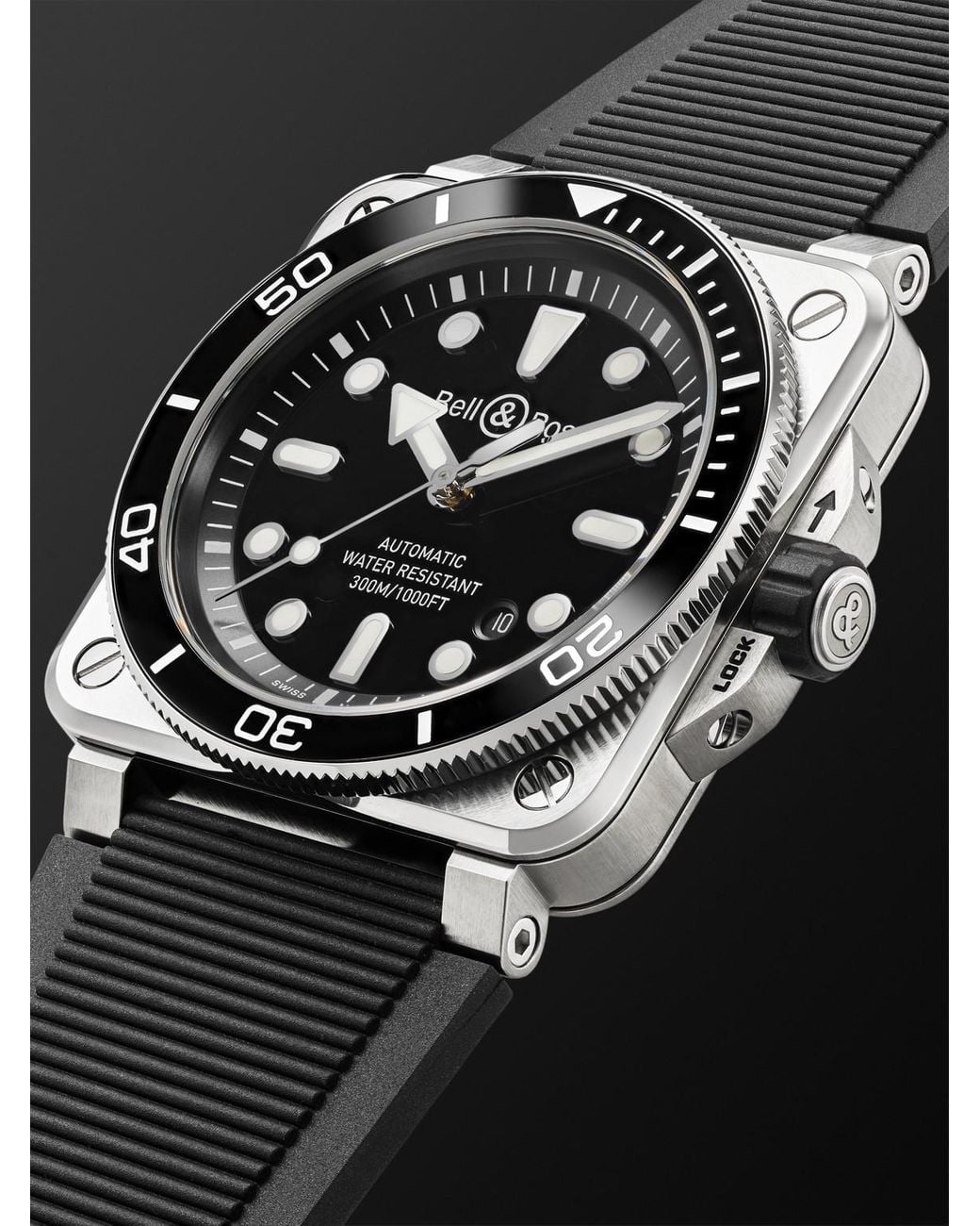 Bell & Ross Black Br-03 Diver Automatic Stainless Steel Watch, Ref. Br03A-D-Bl-St/Srb for men