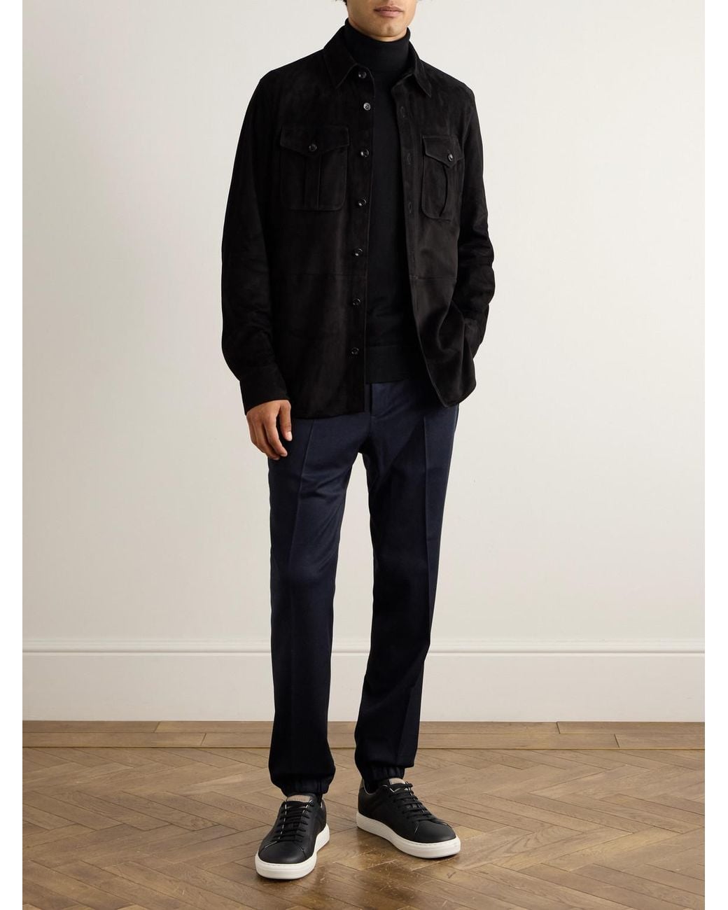 Zegna Blue Tapered Wool Trousers for men