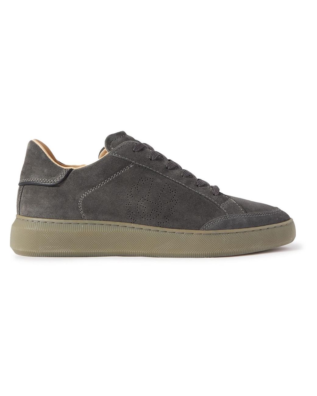 Belstaff Track Logo-perforated Suede Sneakers in Brown for Men | Lyst