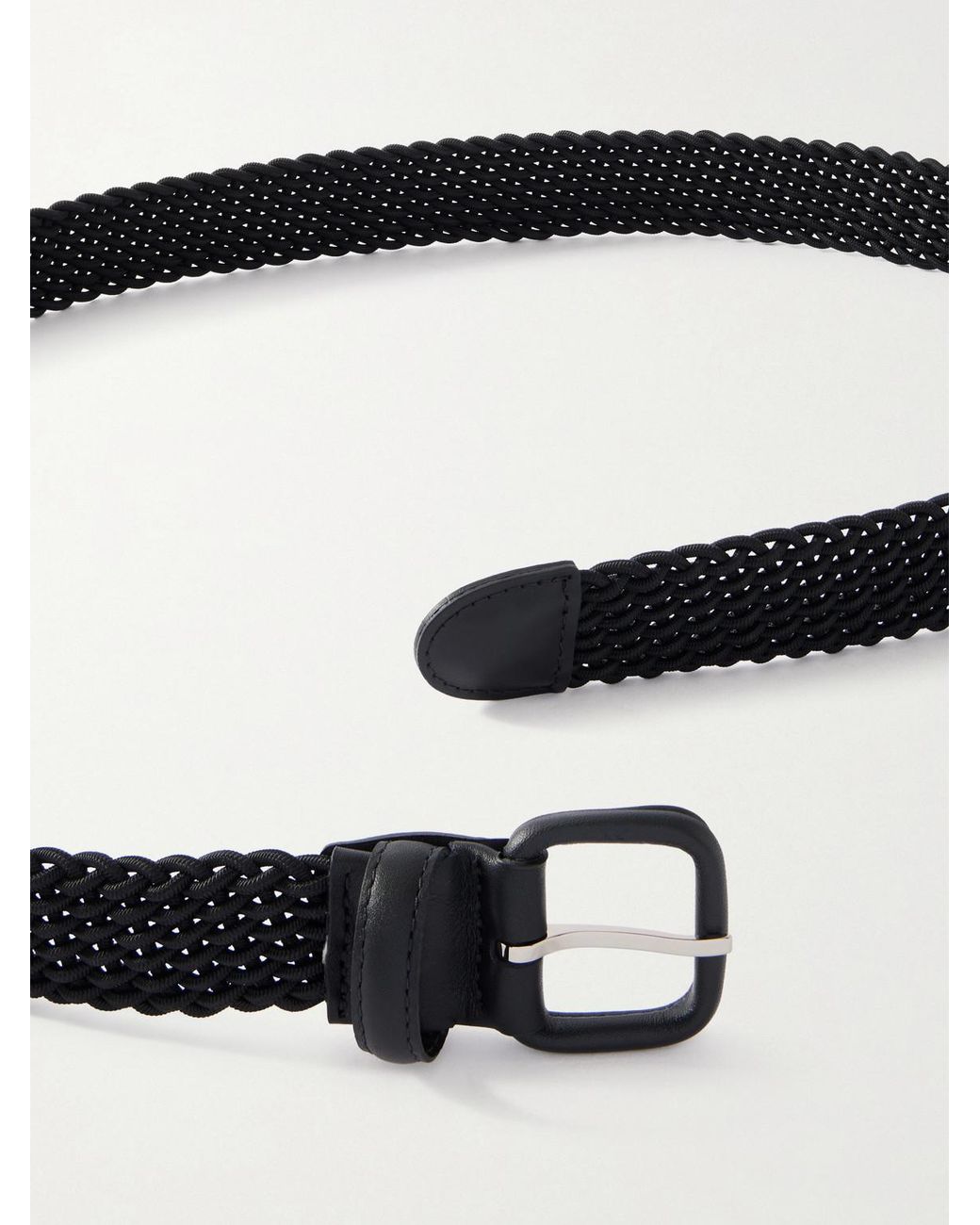 2.7Cm Leather-Trimmed Woven Cord Belt di Charvet in Black da Uomo