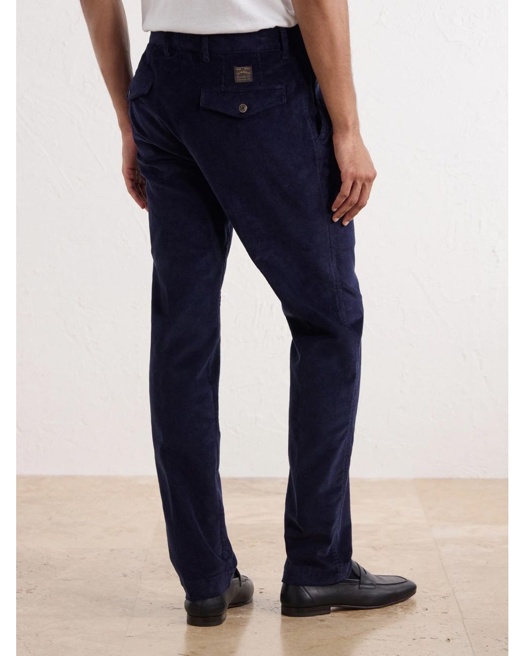 Slowear Blue Incotex Straight-leg Stretch Cotton-corduroy Trousers for men