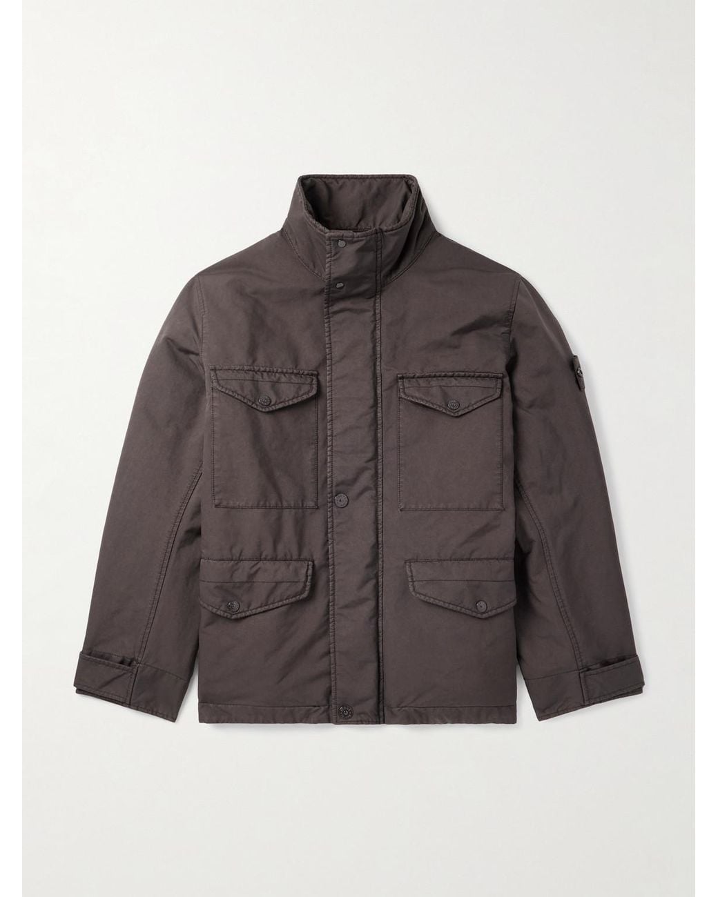 Stone Island Brown Ghost Garment-Dyed Padded David Light-Tc Field Jacket for men