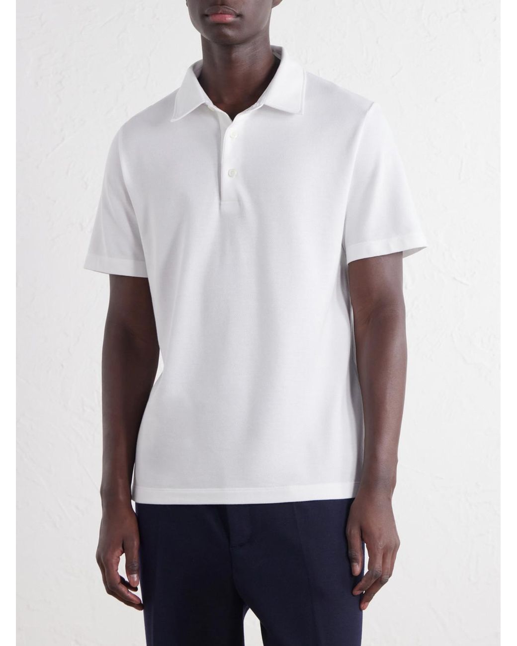 Brioni White Cotton-Piqué Polo Shirt for men