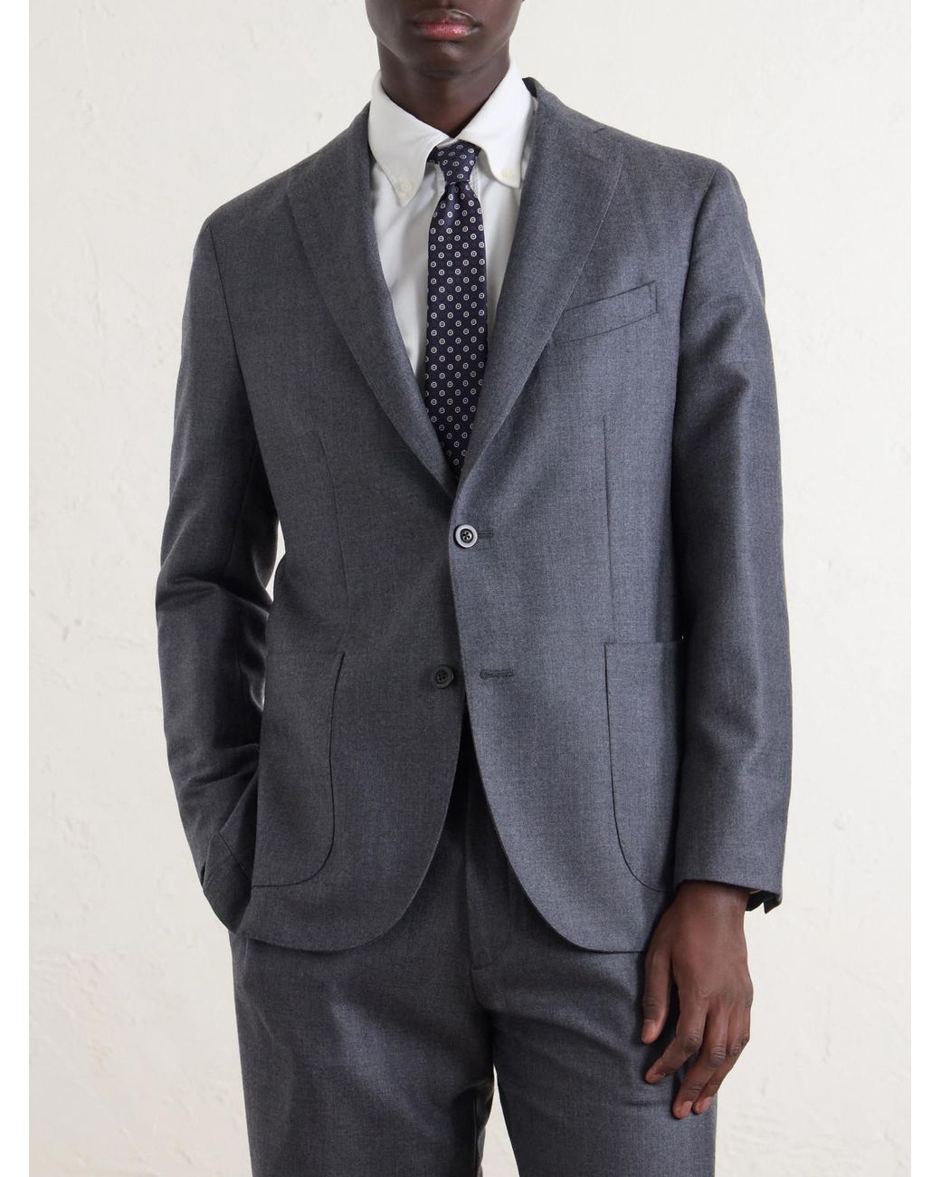 Boglioli Blue Double-breasted Herringbone Virgin Wool Suit Jacket for men